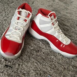 Jordan 11 Retro High Cherry Red and White Sneakers